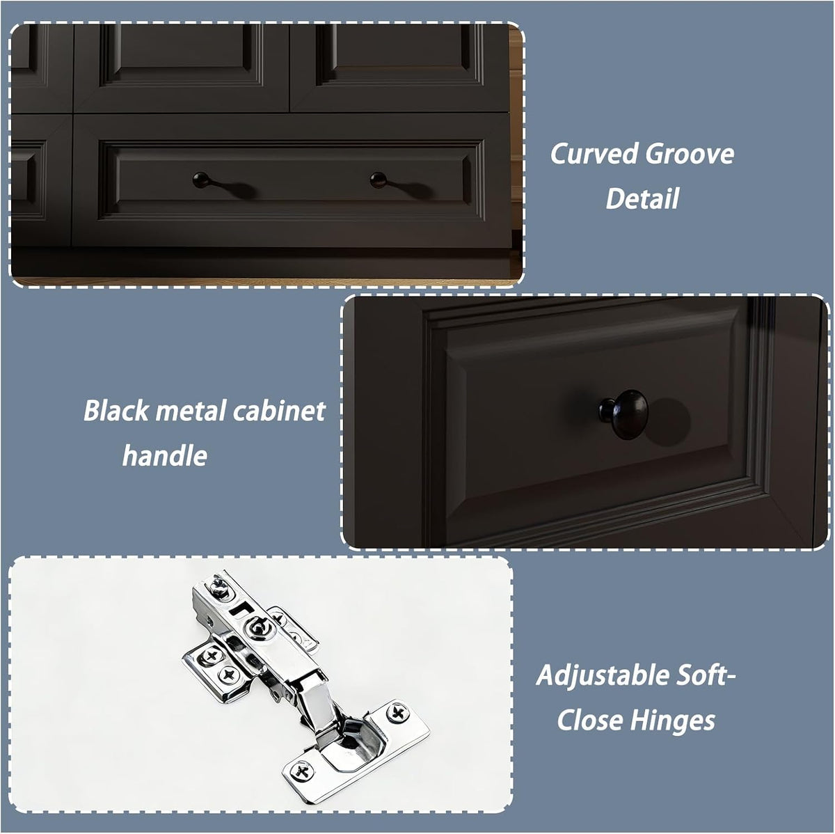 Armoire Wardrobe Closet with Drawers: 75" Black Tall Wardrobe with 4 Doors