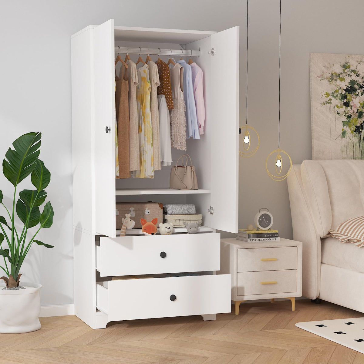 Garvee 71" Armoire Wardrobe Closet Bedroom Armoire Clothing Storage Cabinet