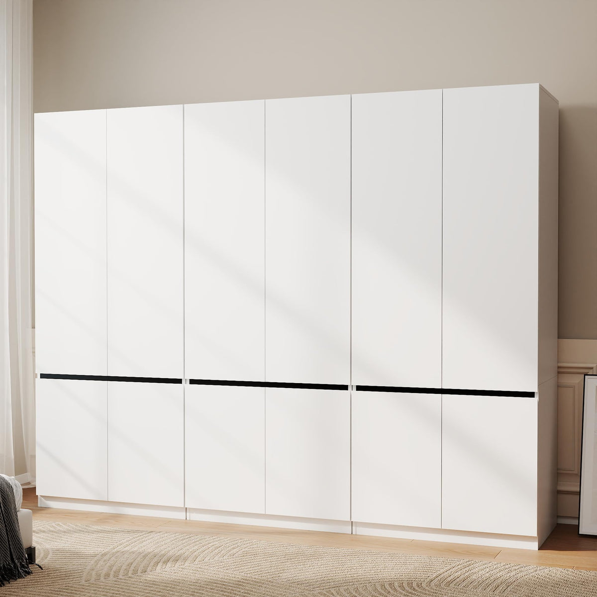 White Armoire Wardrobe Closet with 4 Doors, 75" Tall x 63" Wide
