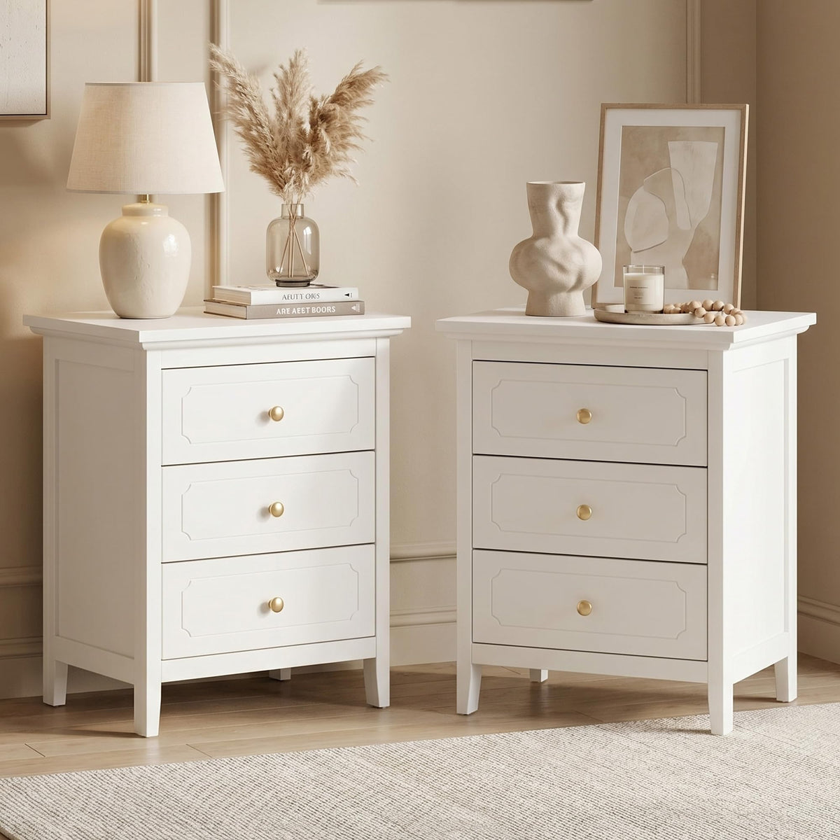 3 Drawer Nightstand, Modern Bedroom Storage Night Stand