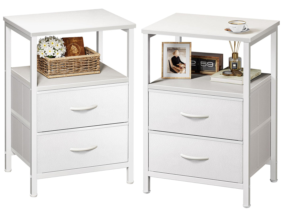 Huuger Night Stand Set of 2, Nightstand with 2 Drawers, Bedside Table
