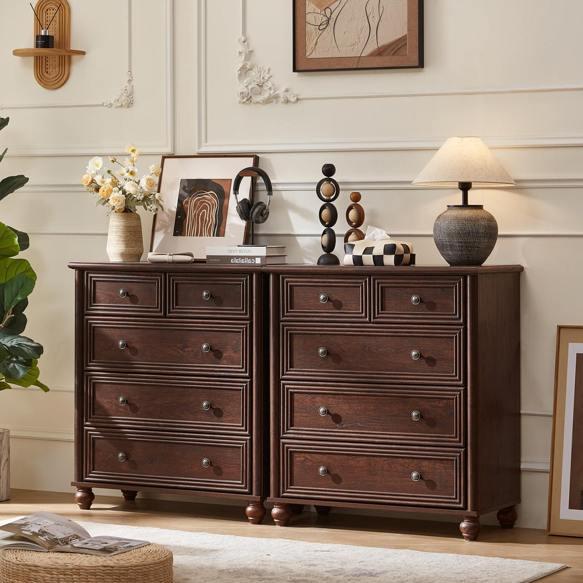 RWYHG Farmhouse 5 Drawer Dresser for Bedroom, 35.5" Small Dressers