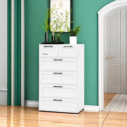 BOTLOG Tall White Dresser with 6 Drawers