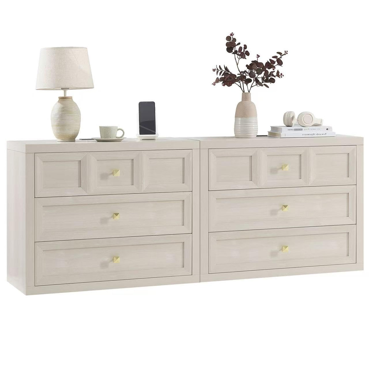 Night Stand Large W/Charging Station, 30.7" W Oversized Nightstands Tall Bedside Table with 3 Drawers, Accent End Table W/Large Storage, Modern Wood End Table for Bedroom, Office