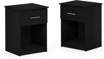 Furinno Tidur Set of 2 Modern Night Stand, Nightstand, Americano