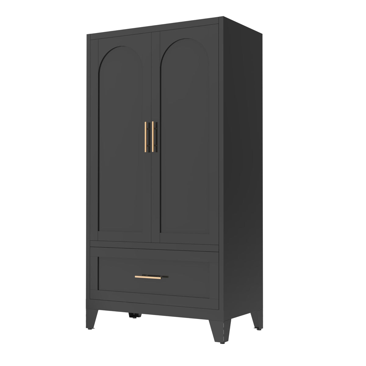 60" Tall Steel Wardrobe Closet with Hanging Rod, 2 Doors,White