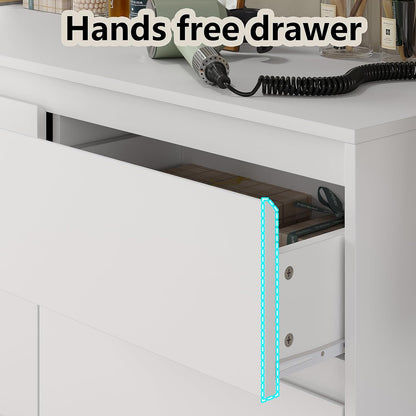 Furniouse Modern 9 Large Storage Drawers Dresser for Clothes Organizer, White Modern Chest of Drawers for Closet, 60" Long Drawer Organizer Cabinet for Bedroom,Living Room,Entryway,Hallway