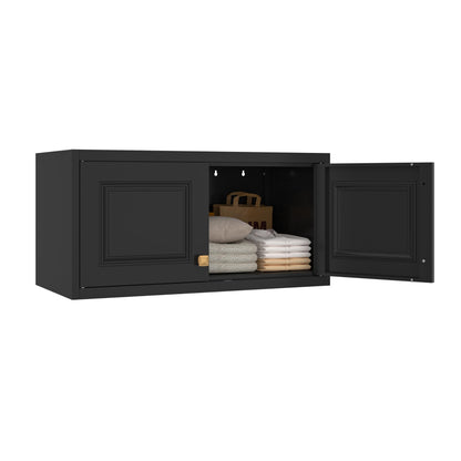 71" Black Metal Armoire Wardrobe Closet with Panel Doors