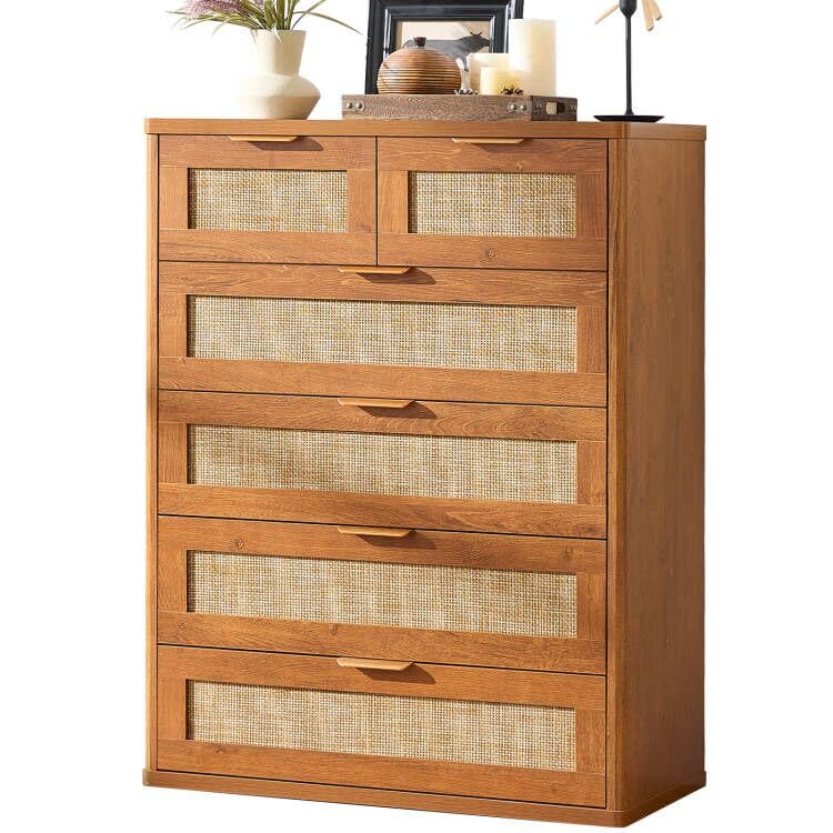 LEYAOYAO Rattan Dresser for Bedroom, 41" Tall Chest of Drawers