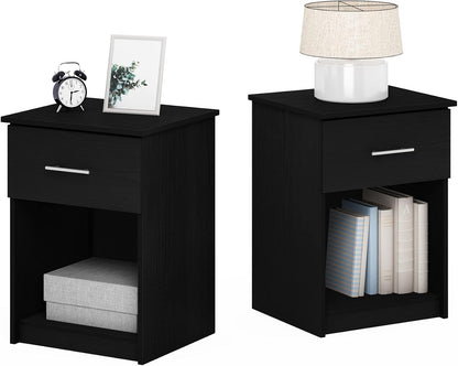 Furinno Tidur Set of 2 Modern Night Stand, Nightstand, Americano