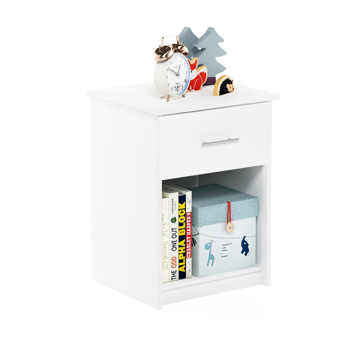 Furinno Tidur Set of 2 Modern Night Stand, Nightstand, Americano