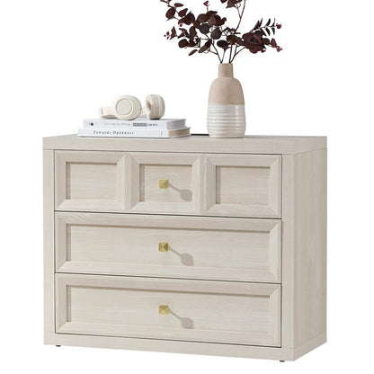 Night Stand Large W/Charging Station, 30.7" W Oversized Nightstands Tall Bedside Table with 3 Drawers, Accent End Table W/Large Storage, Modern Wood End Table for Bedroom, Office