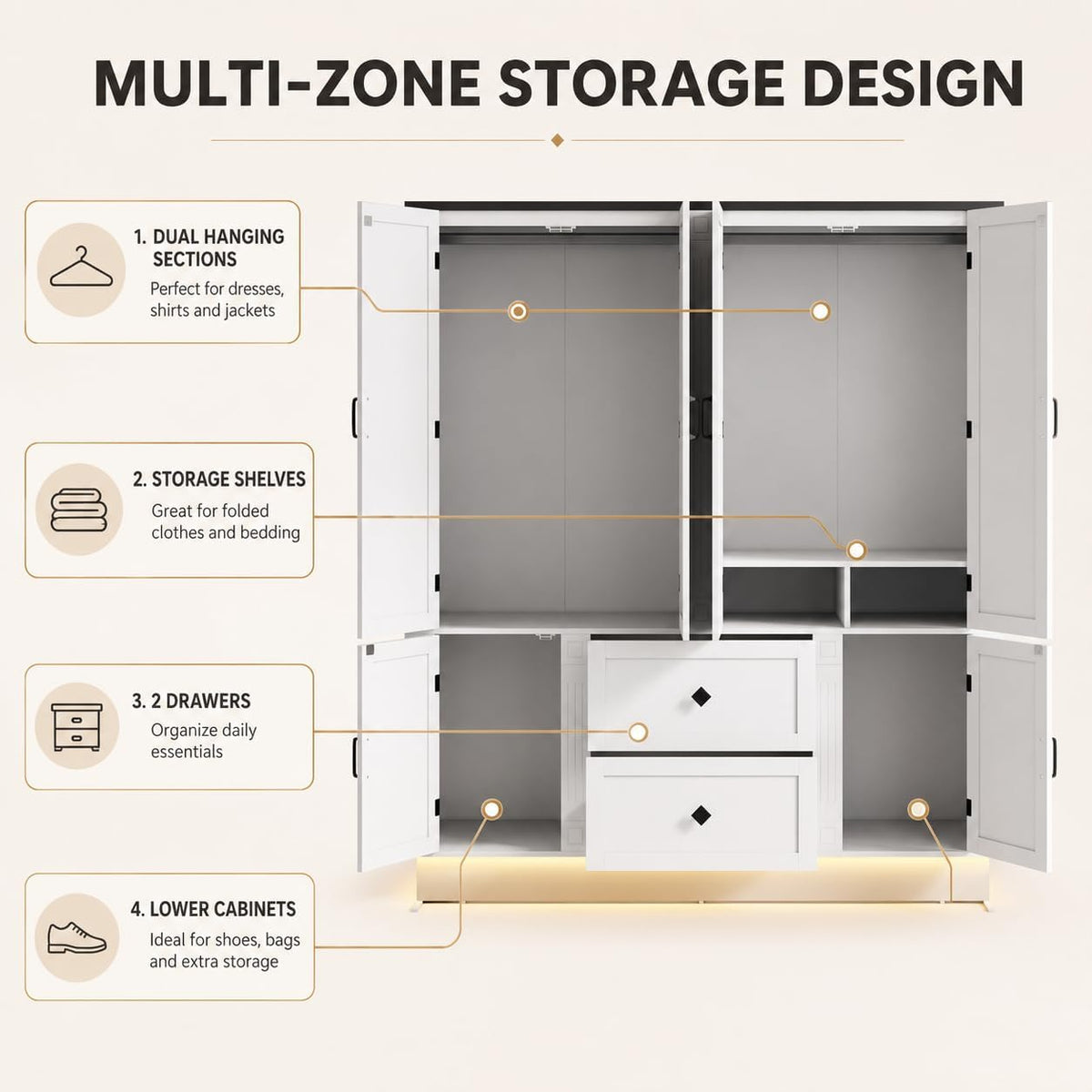 Loomie Wooden Armoire Wardrobe Closet
