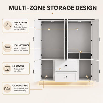 Loomie Wooden Armoire Wardrobe Closet