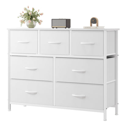 OLIXIS Black Dresser for Bedroom with 7 Fabric Drawers Storage Organizer