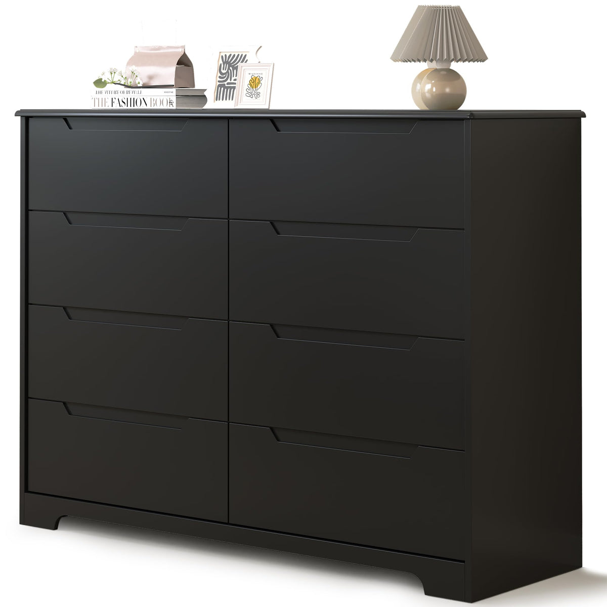 Gizoon 7 Drawer Dresser, 48” Wide Wood Dresser for Bedroom, Black