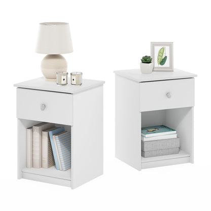 Furinno Tidur Set of 2 Modern Night Stand, Nightstand, Americano