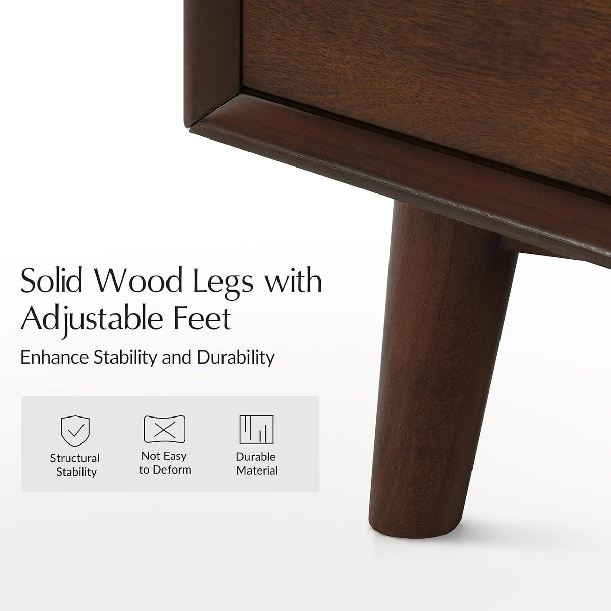 HULALA HOME 7 Drawer Dresser for Bedroom, 52" Wide Mid-Century Modern Chest of Drawers with Built-in Drawer Dividers, Wooden Bedroom Drawer Dresser, Solid Wood Legs with Adjustable Feet(Walnut)