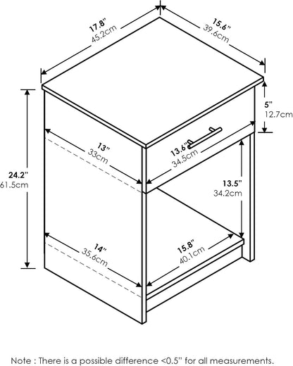 Furinno Tidur Set of 2 Modern Night Stand, Nightstand, Americano