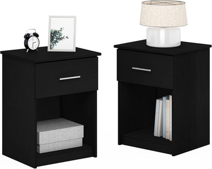 Furinno Tidur Set of 2 Modern Night Stand, Nightstand, Americano
