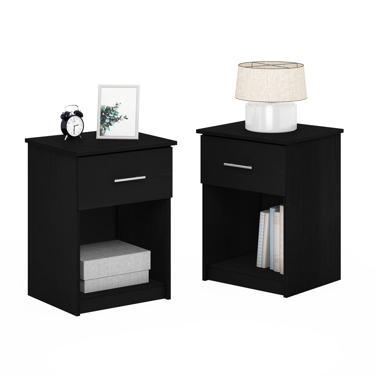 Furinno Tidur Set of 2 Modern Night Stand, Nightstand, Americano