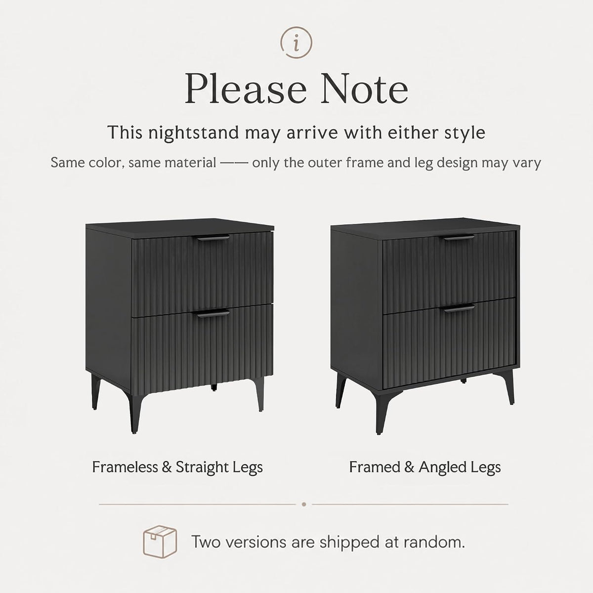 Wood Nightstand Set of 2, Fluted Bedside Tables with 2 Drawers
