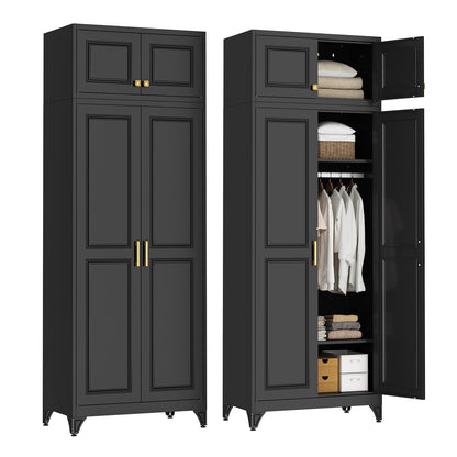 SteeLoong Metal Wardrobe Cabinet,Armoire Wardrobe Closet with Hanging Rod