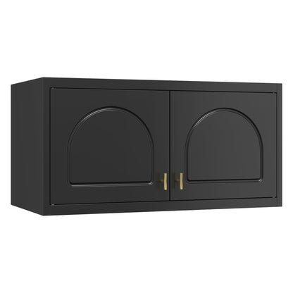 71" Black Metal Armoire Wardrobe Closet with Panel Doors