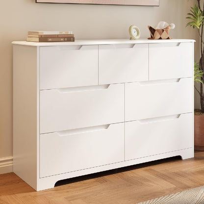 Gizoon 7 Drawer Dresser, 48” Wide Wood Dresser for Bedroom, Black