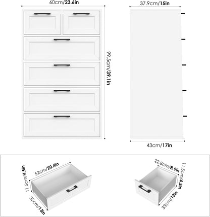 BOTLOG Tall White Dresser with 6 Drawers