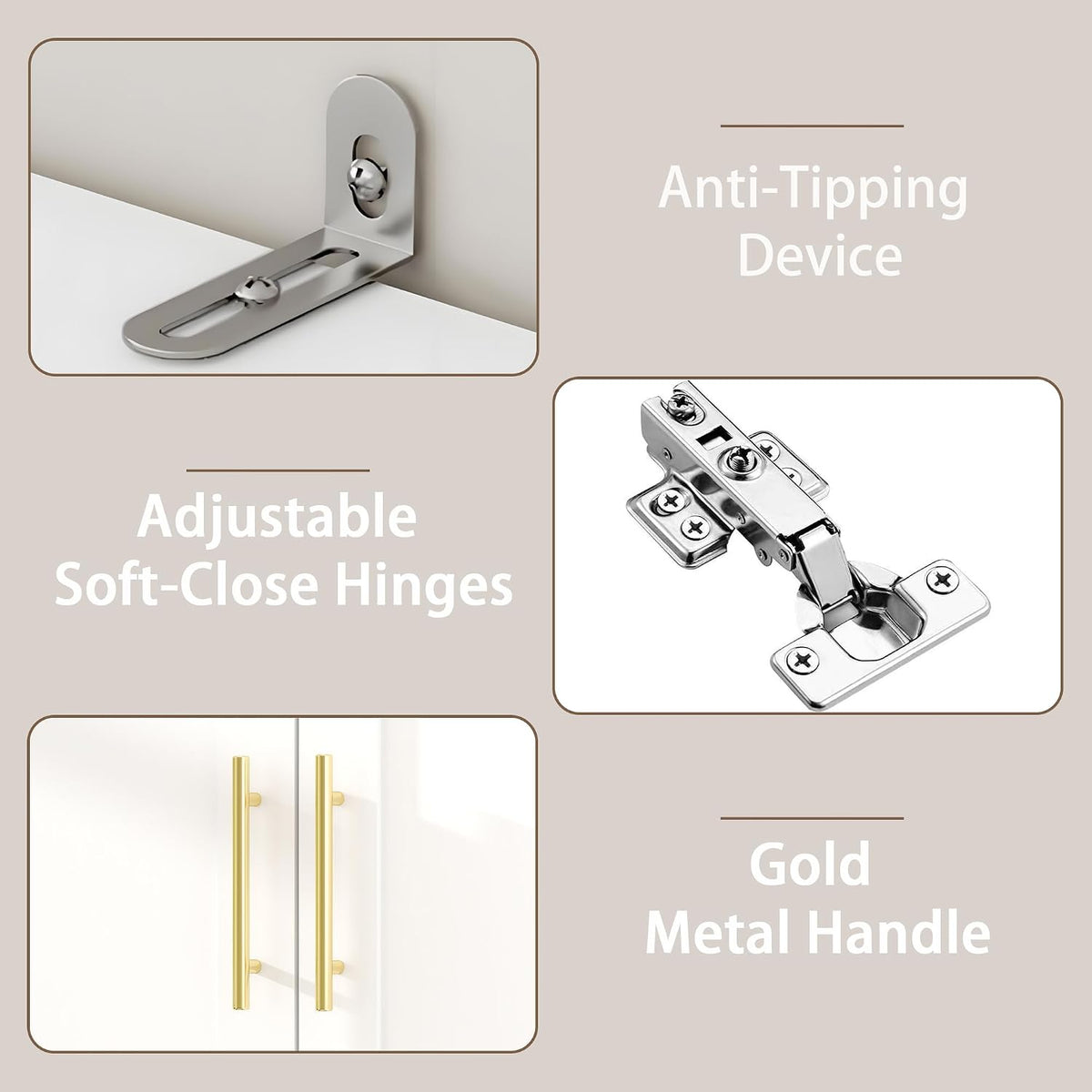 White Armoire Wardrobe Closet with 6 Drawers, 75" Tall x 63" Wide