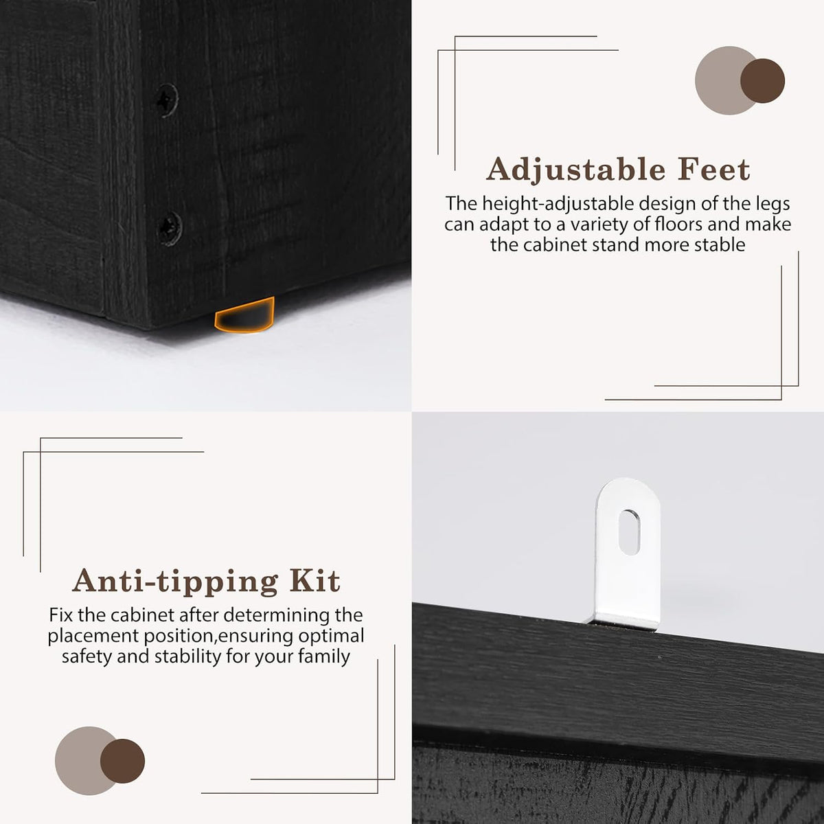 2 Doors Armoire Wardrobe Closet w/ Folding Sliding Barn Door,Rustic Black