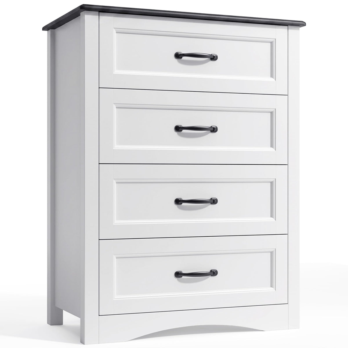 Gizoon 4 Drawer Dresser for Bedroom, Wood Storage Chest, White