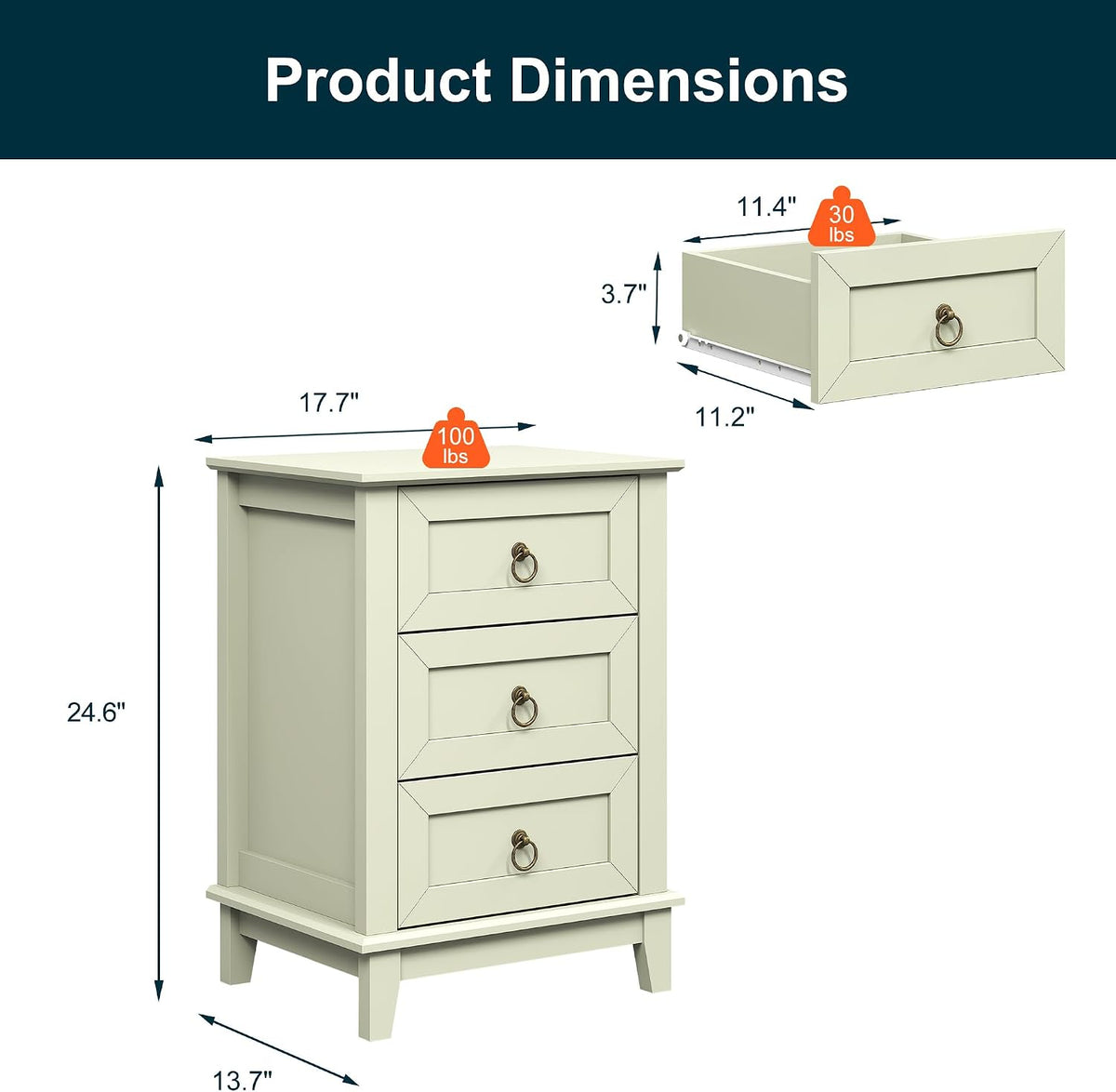 RoyalCraft Farmhouse Tall Nightstand Set of 2, Painted Wooden Bedside End Table with 3 Storage Drawers, Rustic Side Table for Bedroom, Light Green