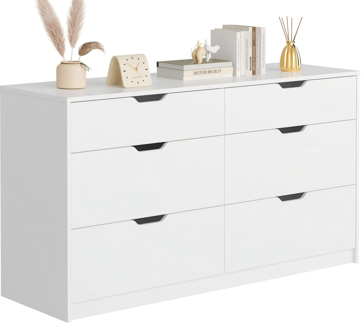 Furmax Dresser for Bedroom with 6 Drawers, 47.2" Modern Dressers, Black