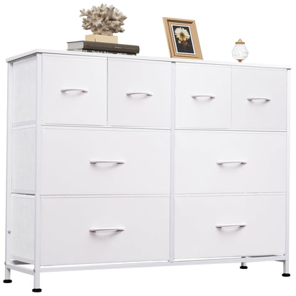 WLIVE Wide Dresser for Bedroom, 8 Drawer Chest of Drawers, Black Wood Grain
