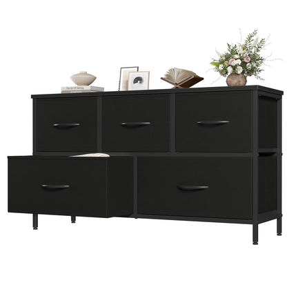 OLIXIS 5 Drawer Black Dresser for Bedroom, Closet Chest Organizer Furniture