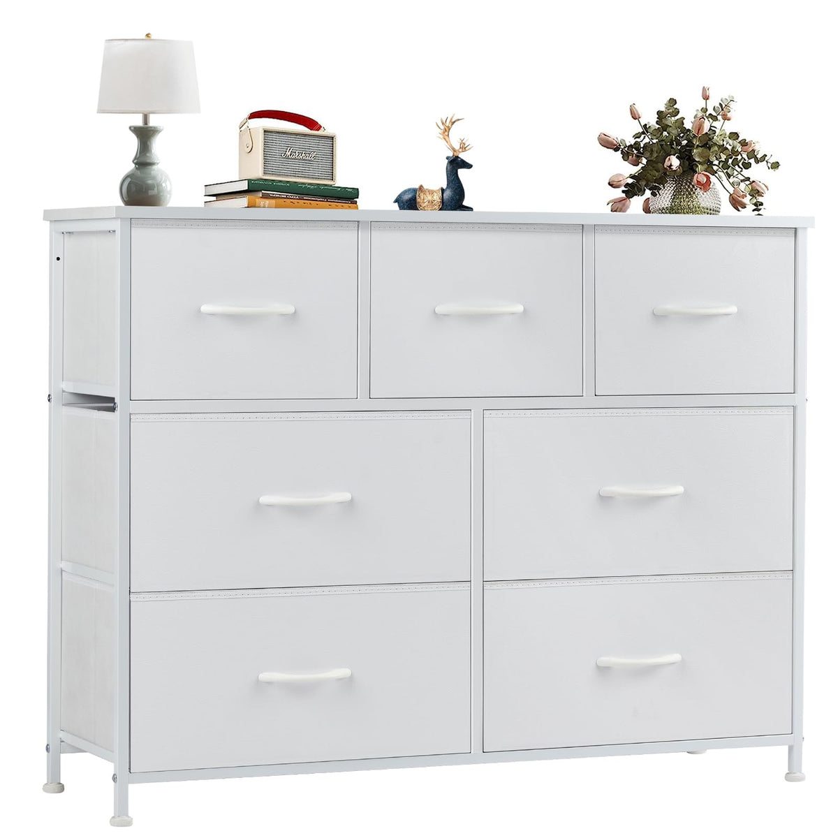 OLIXIS Black Dresser for Bedroom with 7 Fabric Drawers Storage Organizer