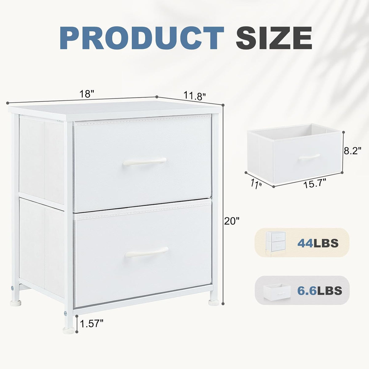DUMOS Night Stand Small Dresser for Bedroom with 2 Drawers, Bedside Table