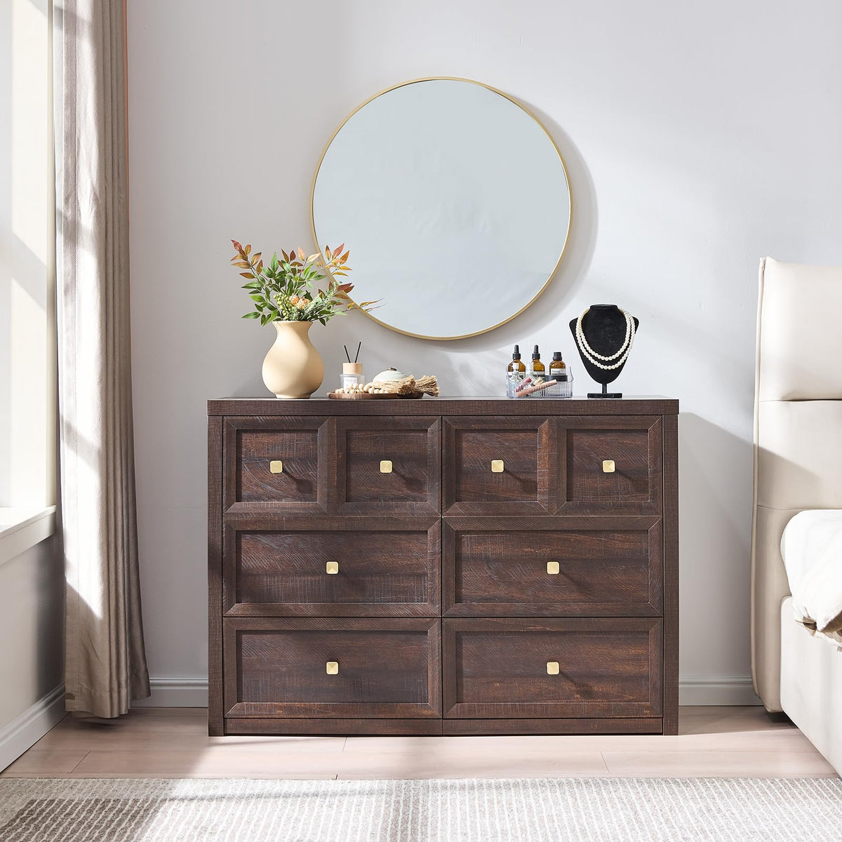 Nightstand Set of 2 W/Charging Station, 30.7" W King Size Bedside Table with 3 Drawers, Accent End Table W/Large Storage, Modern Wood Side Table for Bedroom,Office, Beige