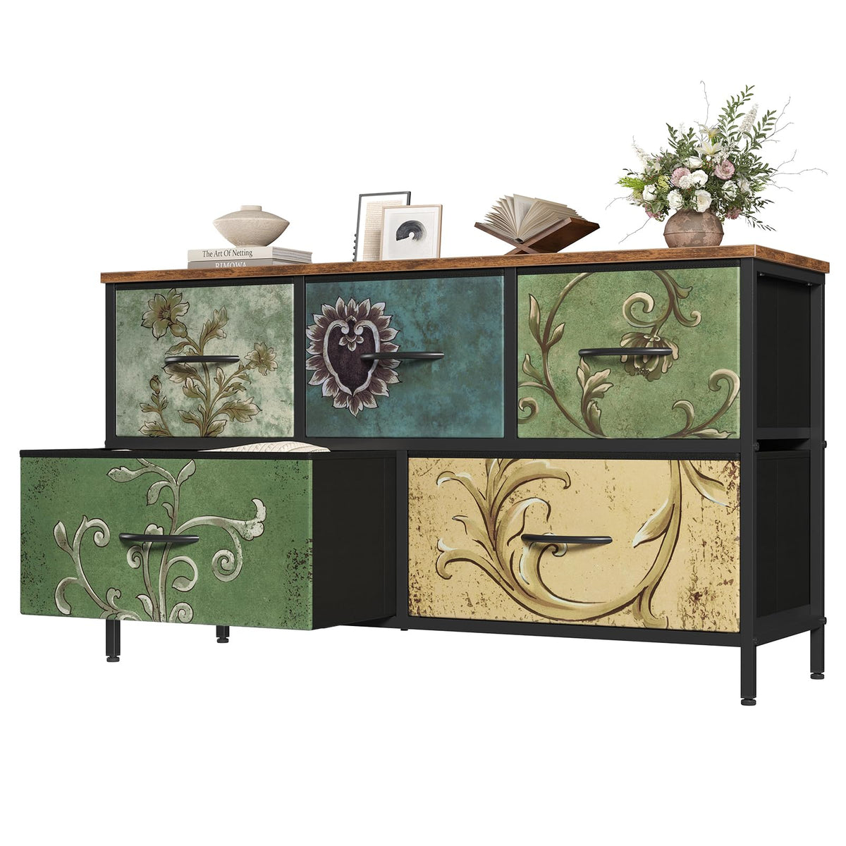 OLIXIS 5 Drawer Black Dresser for Bedroom, Closet Chest Organizer Furniture