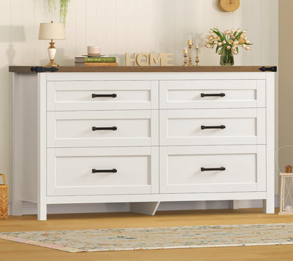 TEENFON 57.1"W White Dresser for Bedroom, Modern 9 Drawer Dresser with Metal Handles, Wood Dressers & Chest of Drawers, Wooden Closet Clothes Storage Organizer for Bedroom, Living Room, Hallway, White