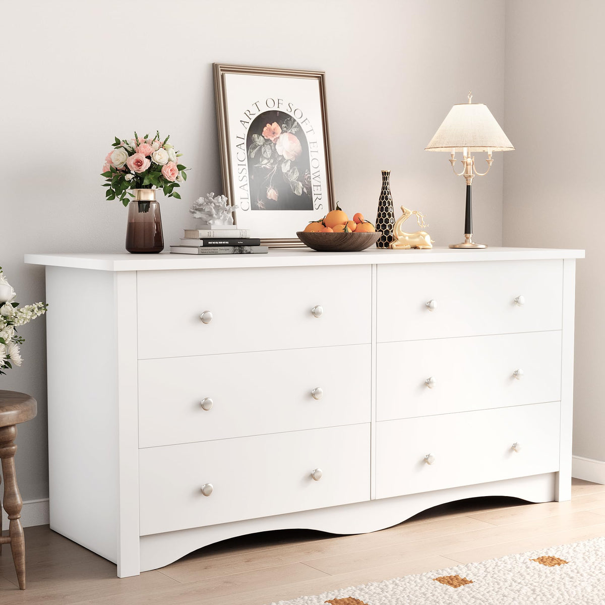 Shahoo Black Dresser for Bedroom with 6 Drawers, 47.2" Wood Dresser