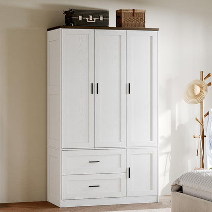ANCTOR 70.6 Inch Armoire Wardrobe Closet with Drawers (Light Oak)