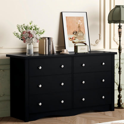 Shahoo Black Dresser for Bedroom with 6 Drawers, 47.2" Wood Dresser