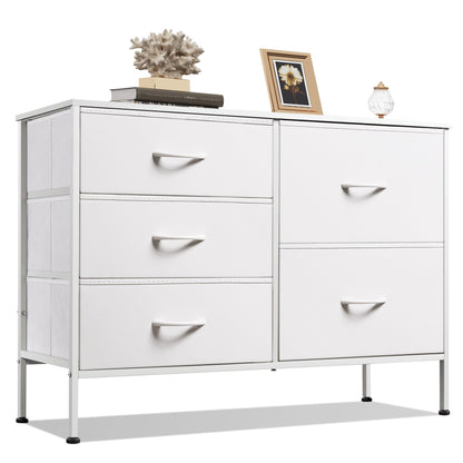 WLIVE Black Dresser for Bedroom, 5 Fabric Chest of Drawers