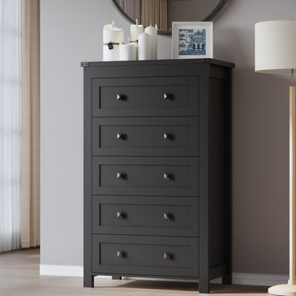 BORNOON 9-Drawer Dresser, Modern Wooden Storage Chest of Drawers, Dresser TV Stand, Wood Drawer Organizer with Metal Handles for Bedroom, Living Room, Hallway
