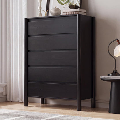CHUWELL 63" Wide Walnut 9 Drawer Dresser for Bedroom with Solid Wood Legs
