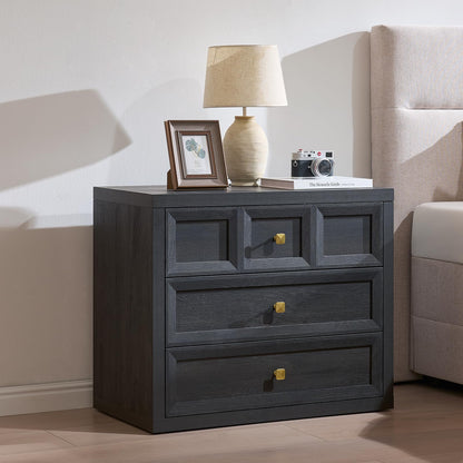 Nightstand Set of 2 W/Charging Station, 30.7" W King Size Bedside Table with 3 Drawers, Accent End Table W/Large Storage, Modern Wood Side Table for Bedroom,Office, Beige