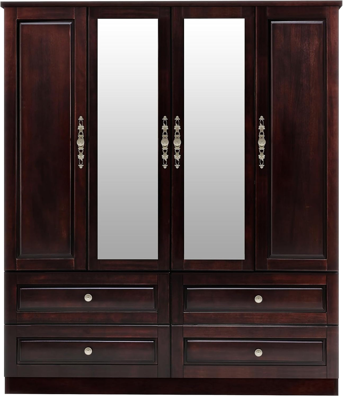 Solid Wood Armoire Wardrobe Closet: 70.87"Large Storage Brown Black
